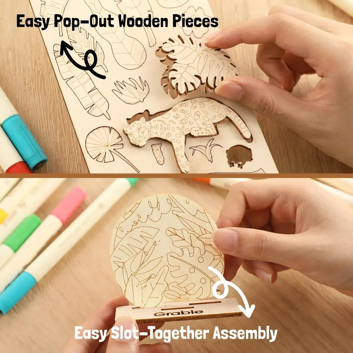 2-Collection Wood Painting Craft DIY Kit – 195 Pieces & 24 Colors