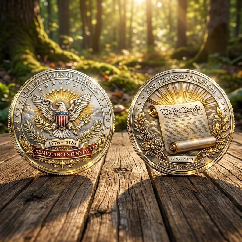 Vivifygrow — 1776–2026 USA 250 Years of Freedom Commemorative Coin — Patriotic Eagle Challenge Coin — product image 5