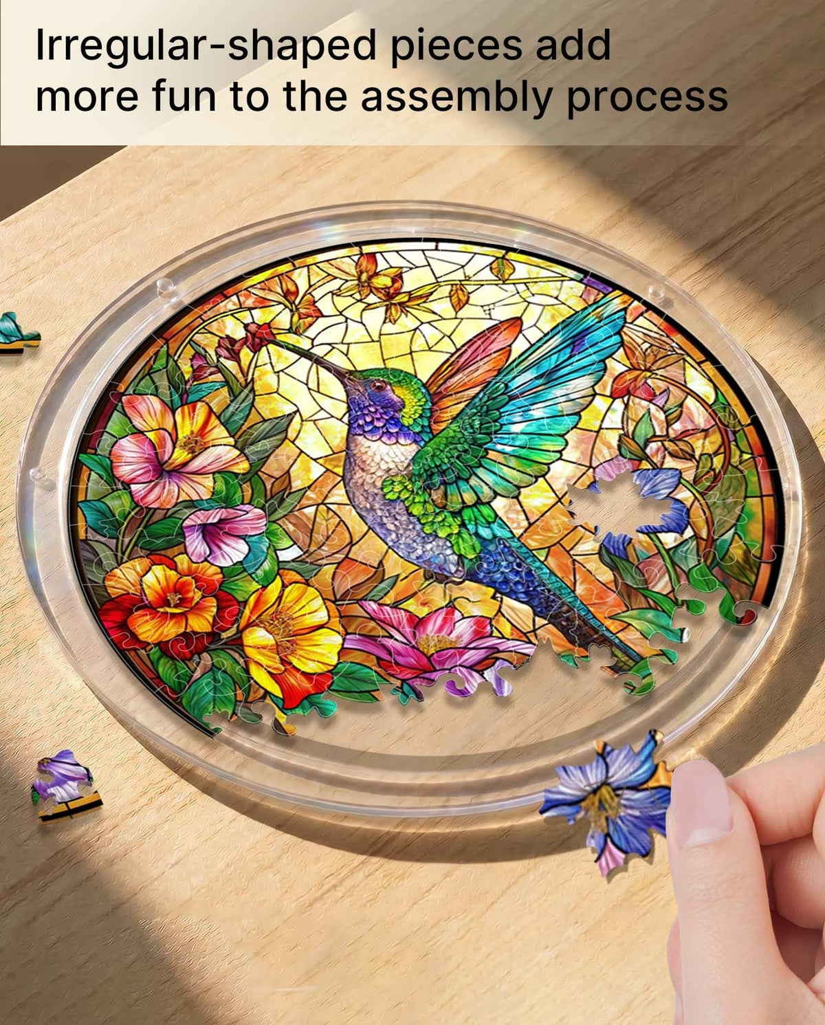 Vivifygrow — Acrylic Jigsaw Puzzle Suncatcher - Hummingbird Bloom — product image 2