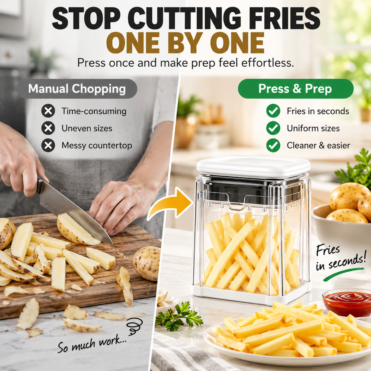 🍟 3-in-1 French Fry & Vegetable Cutter – Fast, Easy & Air Fryer Ready