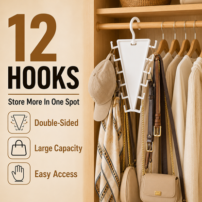12-Hook V-Shaped Closet Organizer