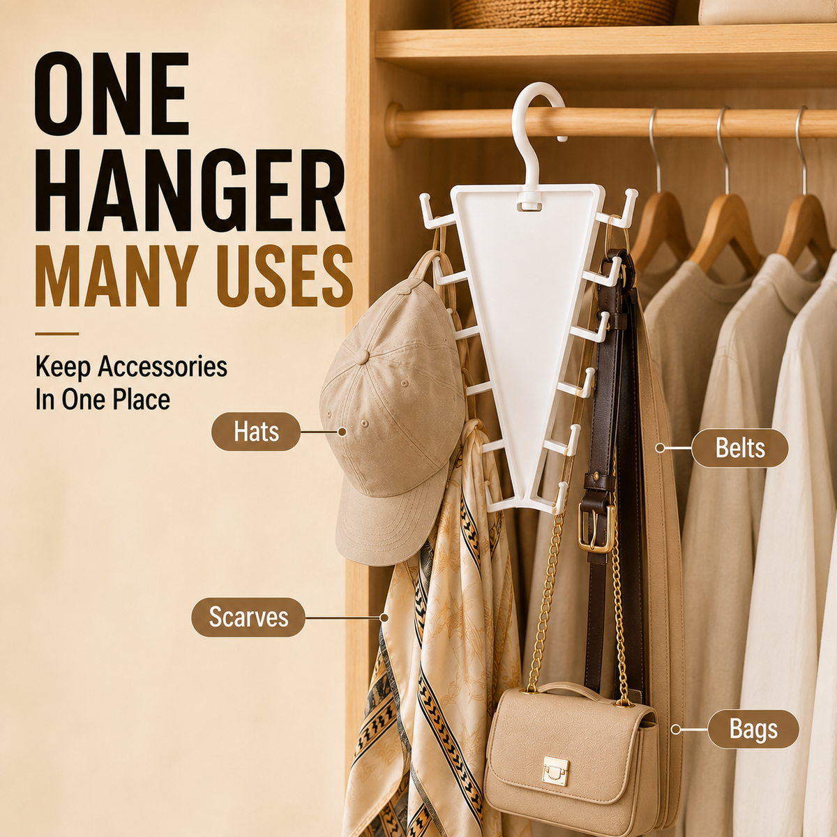 12-Hook V-Shaped Closet Organizer