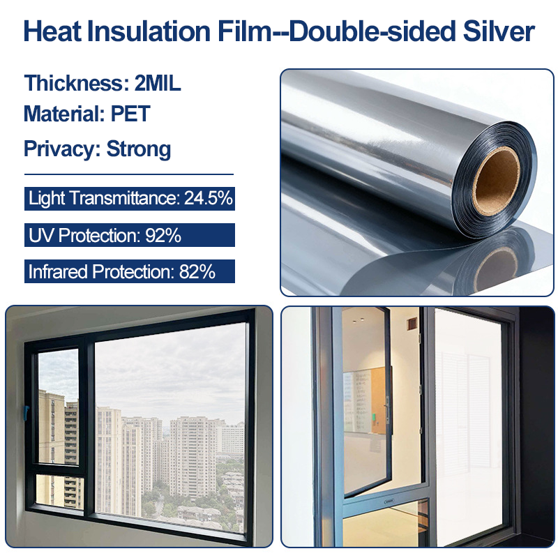 Static Cling Window Privacy Film UV Blocking Mirror Tint