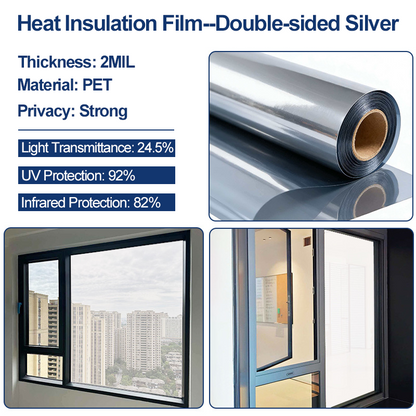 Static Cling Window Privacy Film UV Blocking Mirror Tint