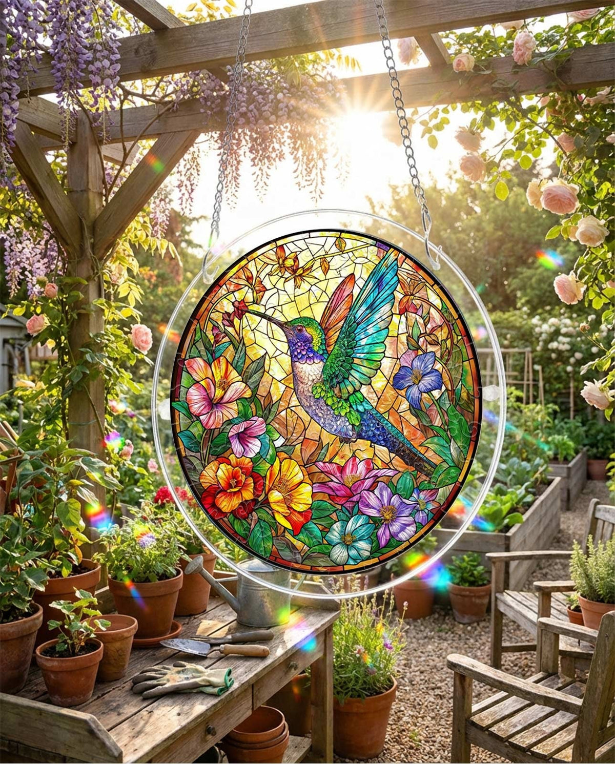 Vivifygrow — Acrylic Jigsaw Puzzle Suncatcher - Hummingbird Bloom — product image 4