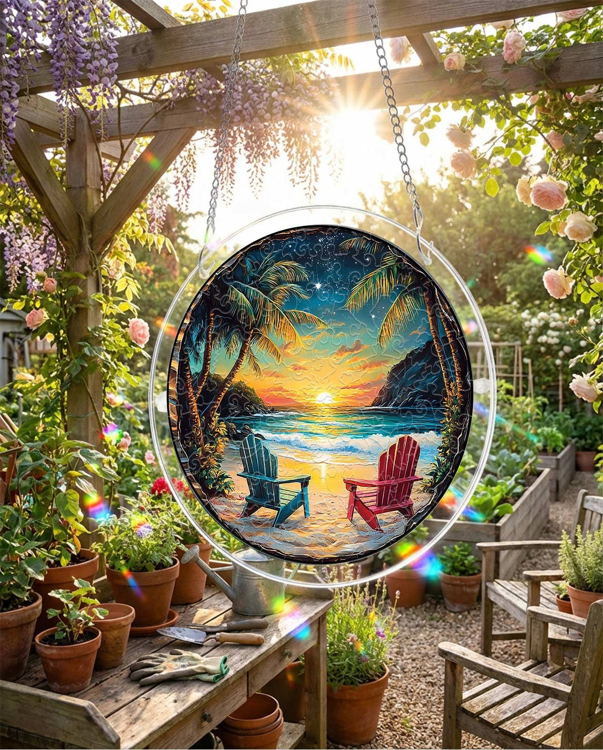 Vivifygrow — Acrylic Jigsaw Puzzle Suncatcher - Tropical Sunset — product image 1