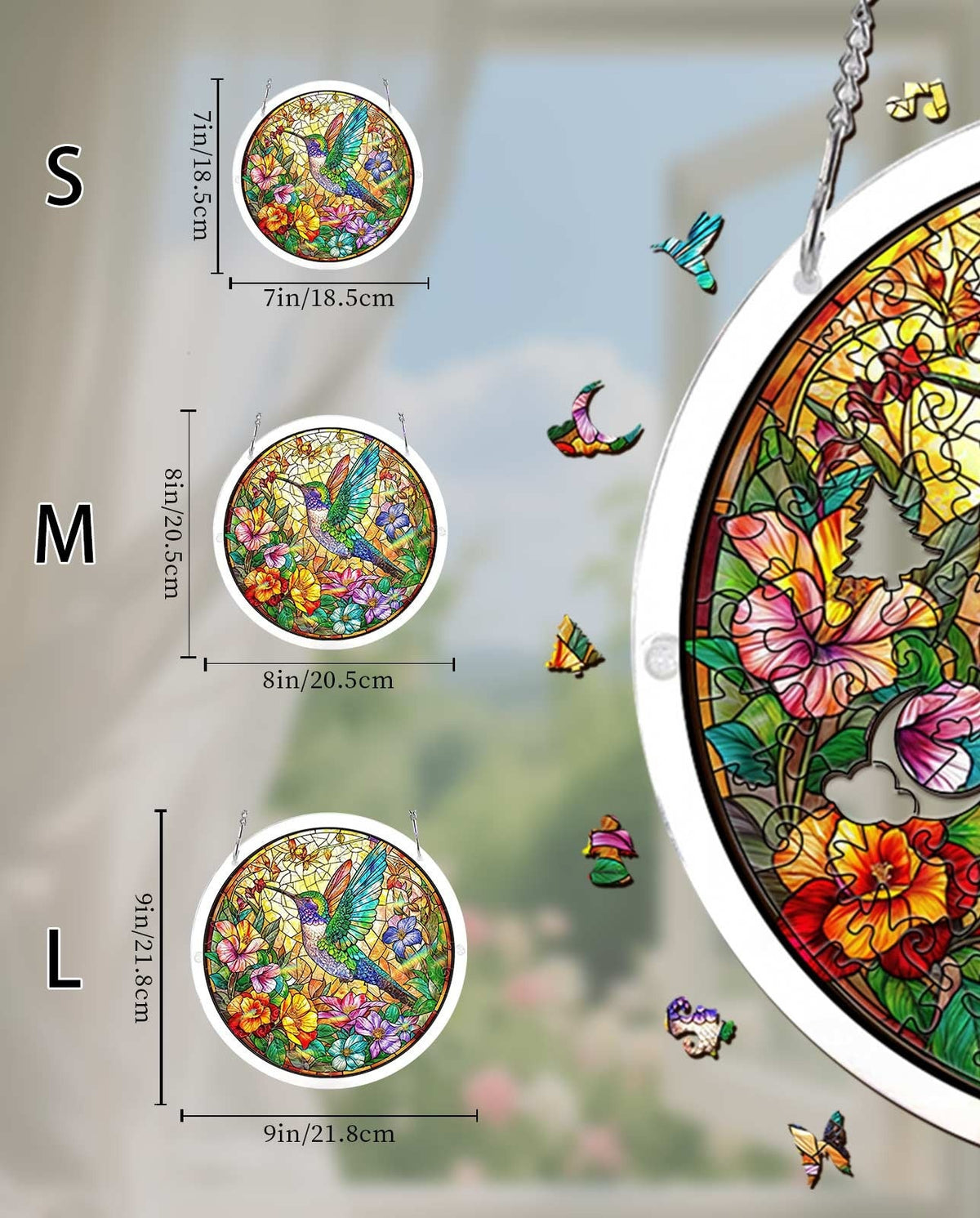 Vivifygrow — Acrylic Jigsaw Puzzle Suncatcher - Hummingbird Bloom — product image 7
