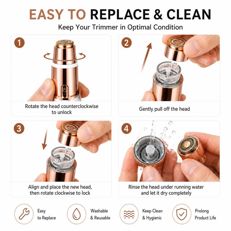 2-in-1 Rechargeable Facial & Eyebrow Trimmer – Gold-Plated Precision Razor