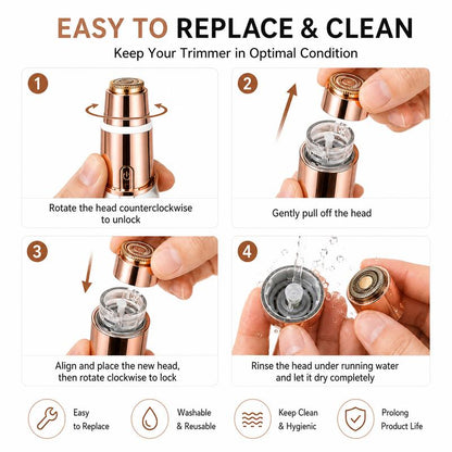 2-in-1 Rechargeable Facial & Eyebrow Trimmer – Gold-Plated Precision Razor