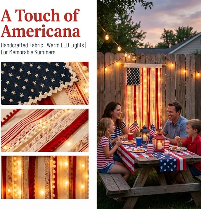 Vivifygrow — 250th Anniversary Boho American Flag Tassel Wall Hanging — Patriotic 4th of July Decor (4 Styles) — product image 3