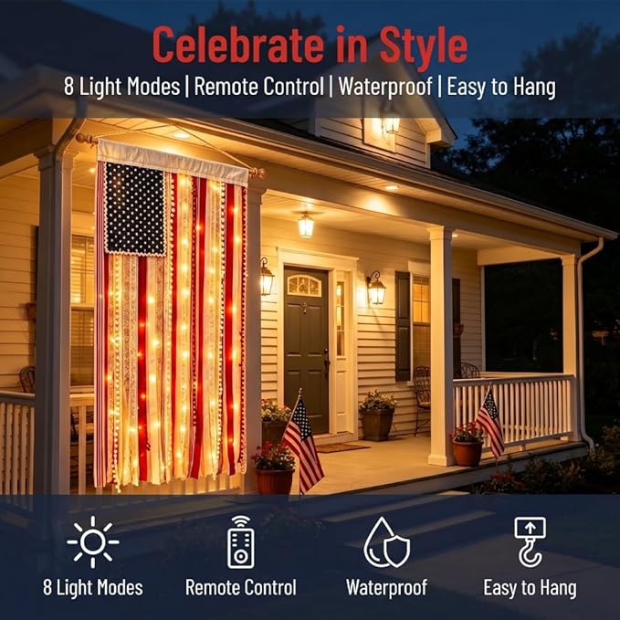 Vivifygrow — 250th Anniversary Boho American Flag Tassel Wall Hanging — Patriotic 4th of July Decor (4 Styles) — product image 2