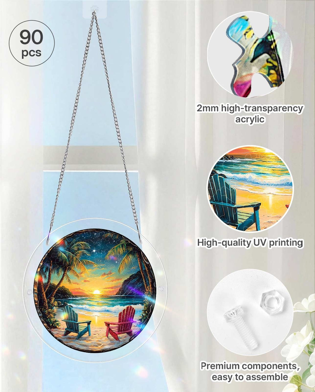 Vivifygrow — Acrylic Jigsaw Puzzle Suncatcher - Tropical Sunset — product image 6