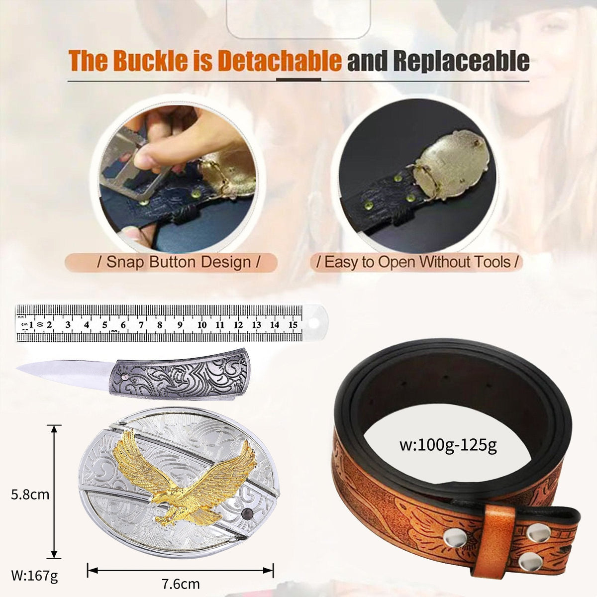 Bull‑Head Metal Buckle Embossed PU Leather Belt for Men