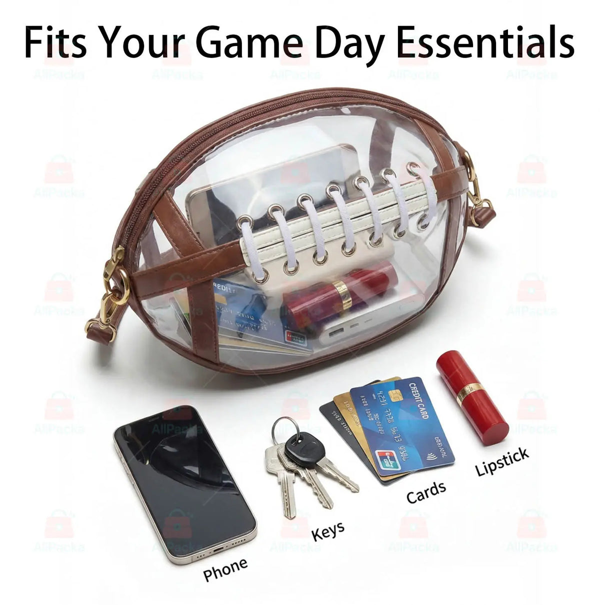 Clear Football Crossbody Bag – Stadium-Ready Transparent Game Day Purse