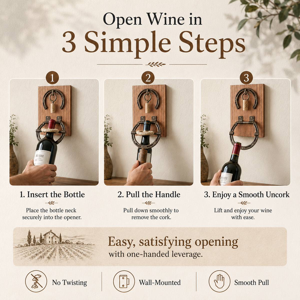 🔥Rustic Horseshoe Wall-Mounted Wine Opener