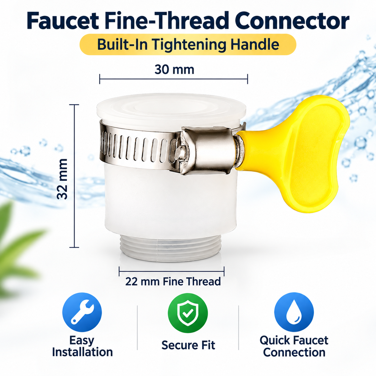 🚰 720° Rotating Faucet Extender – 20mm / 22mm Connector Options