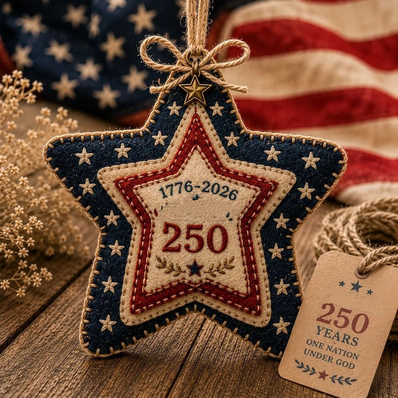 Vivifygrow — Handmade America 250 Heart Ornament – Patriotic Fabric Decor with Poppy Flower (1776–2026 Anniversary Edition) — product image 8
