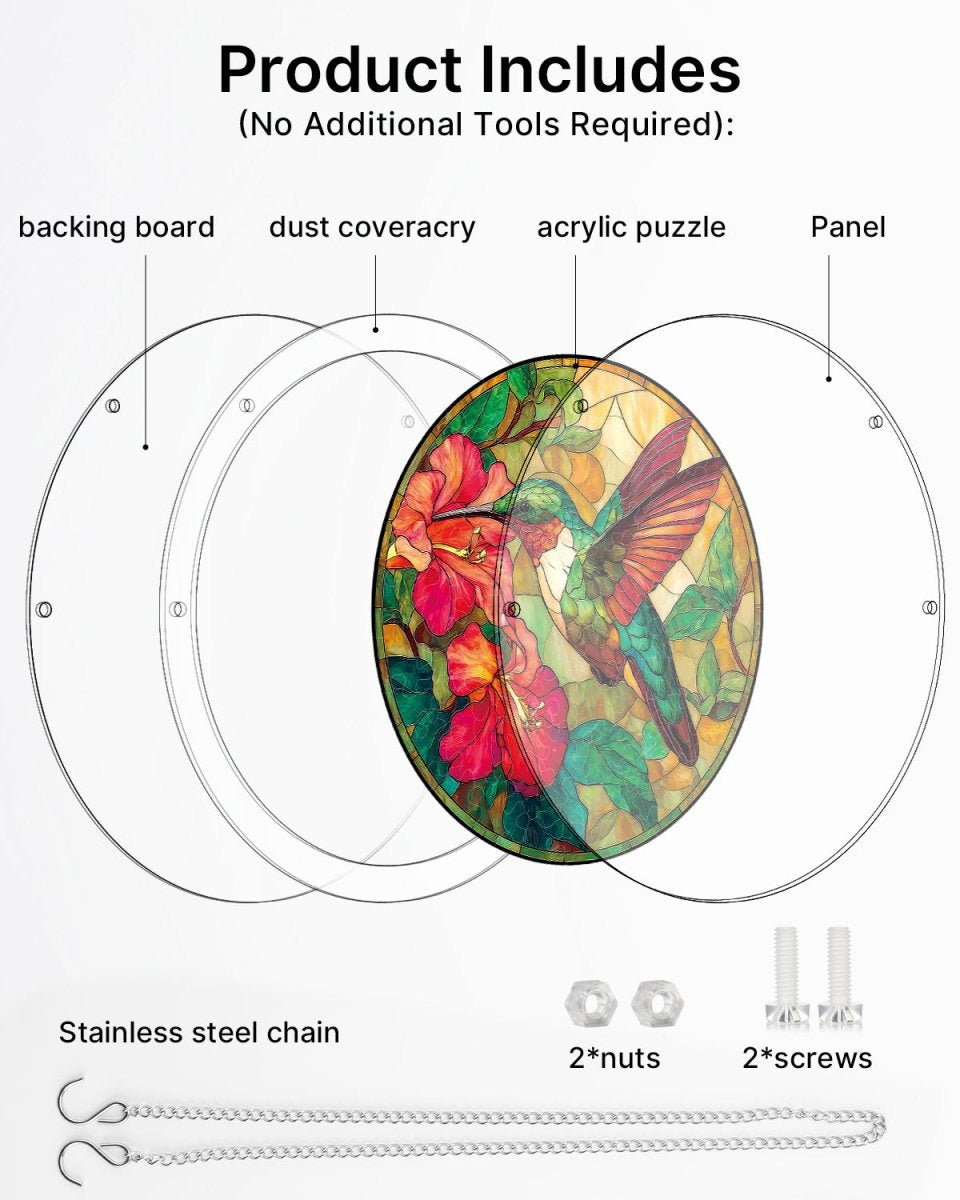 Vivifygrow — Acrylic Jigsaw Puzzle Suncatcher - Emerald Flame Hummingbird — product image 7