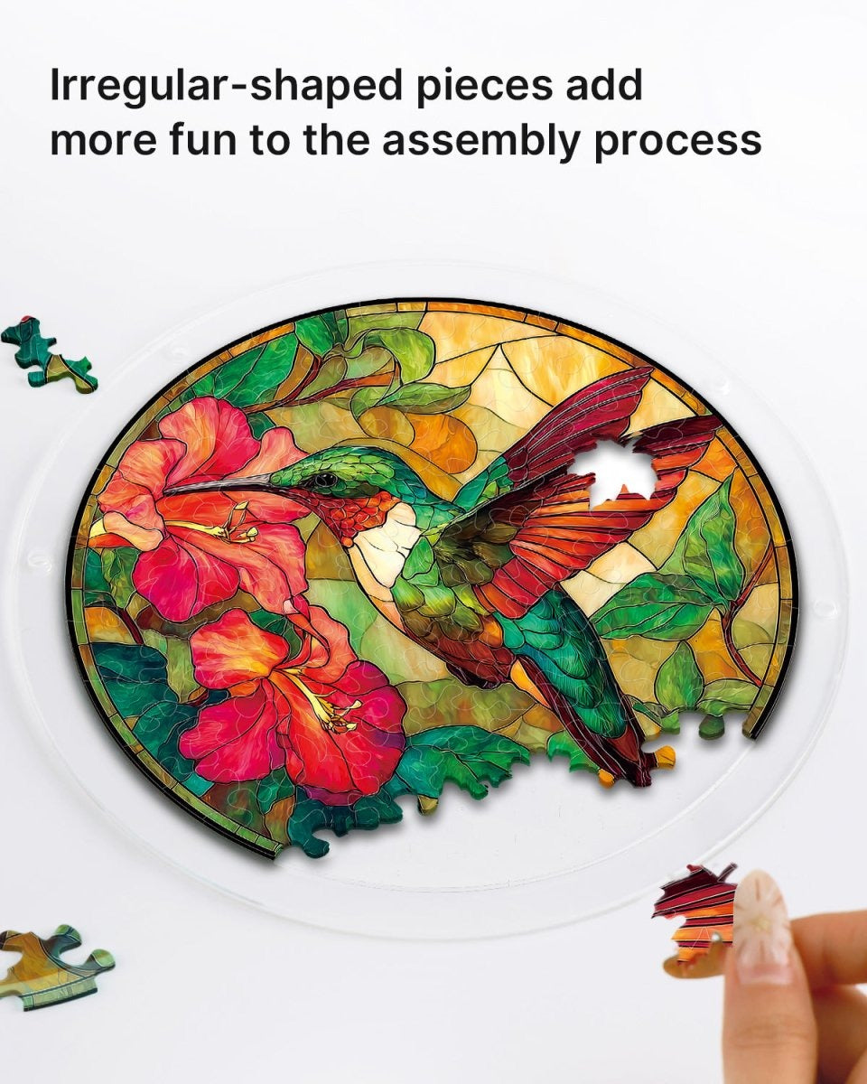 Vivifygrow — Acrylic Jigsaw Puzzle Suncatcher - Emerald Flame Hummingbird — product image 2