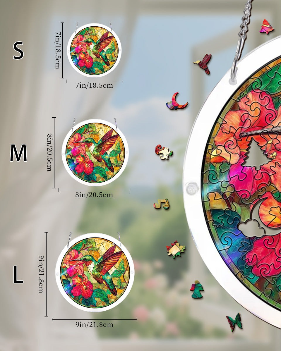 Vivifygrow — Acrylic Jigsaw Puzzle Suncatcher - Emerald Flame Hummingbird — product image 4