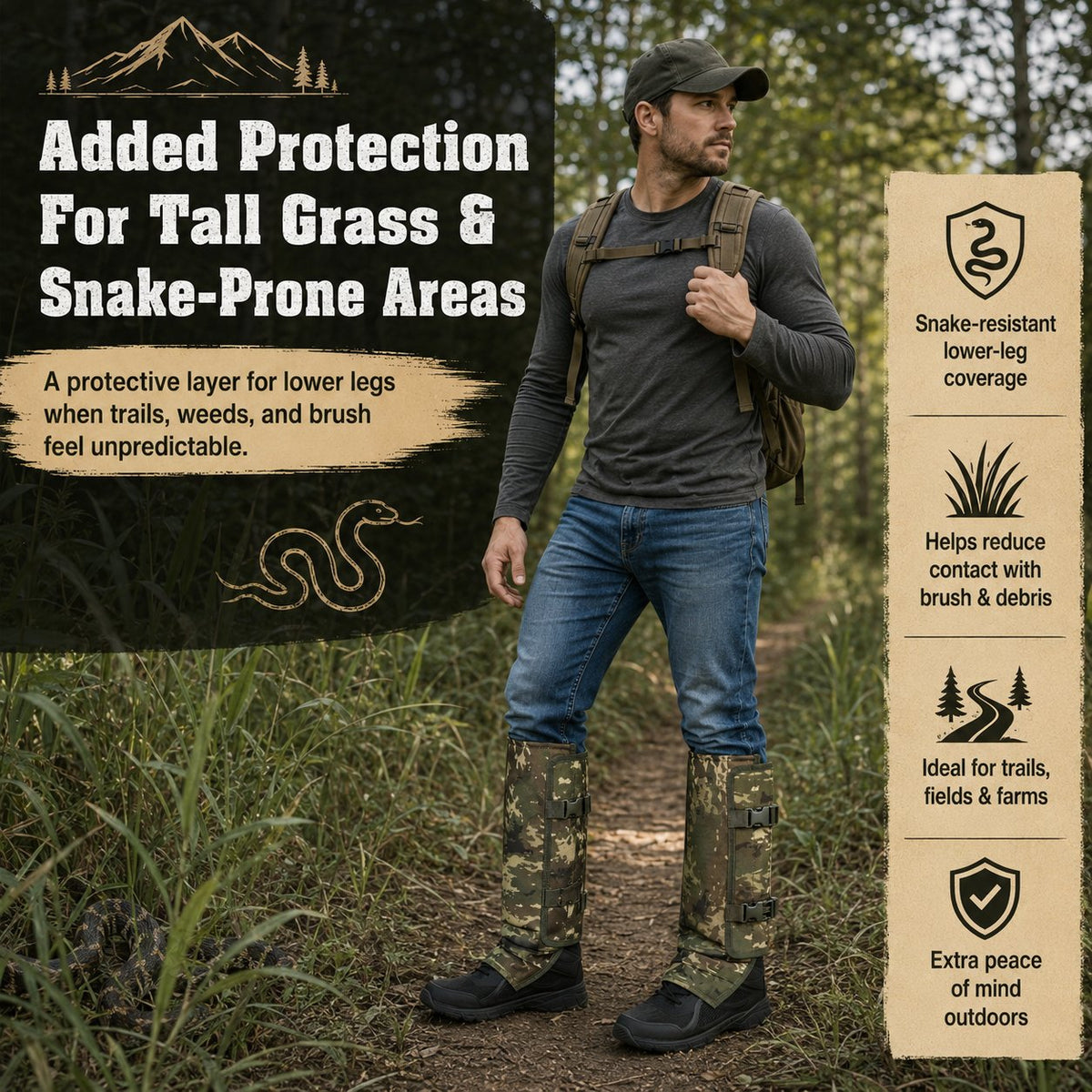 🌿 Snake-Resistant Outdoor Leg Gaiters