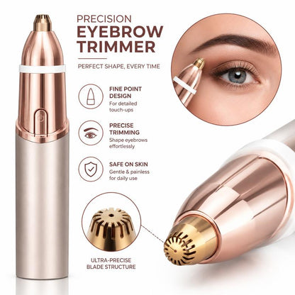 2-in-1 Rechargeable Facial & Eyebrow Trimmer – Gold-Plated Precision Razor