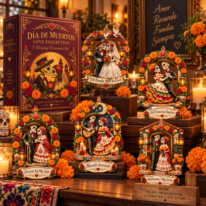 Día de Muertos Love Ornament -  Skeleton Couple Hanging Keepsake Collection, Romantic Day of the Dead Gift for Couples & Loved Ones