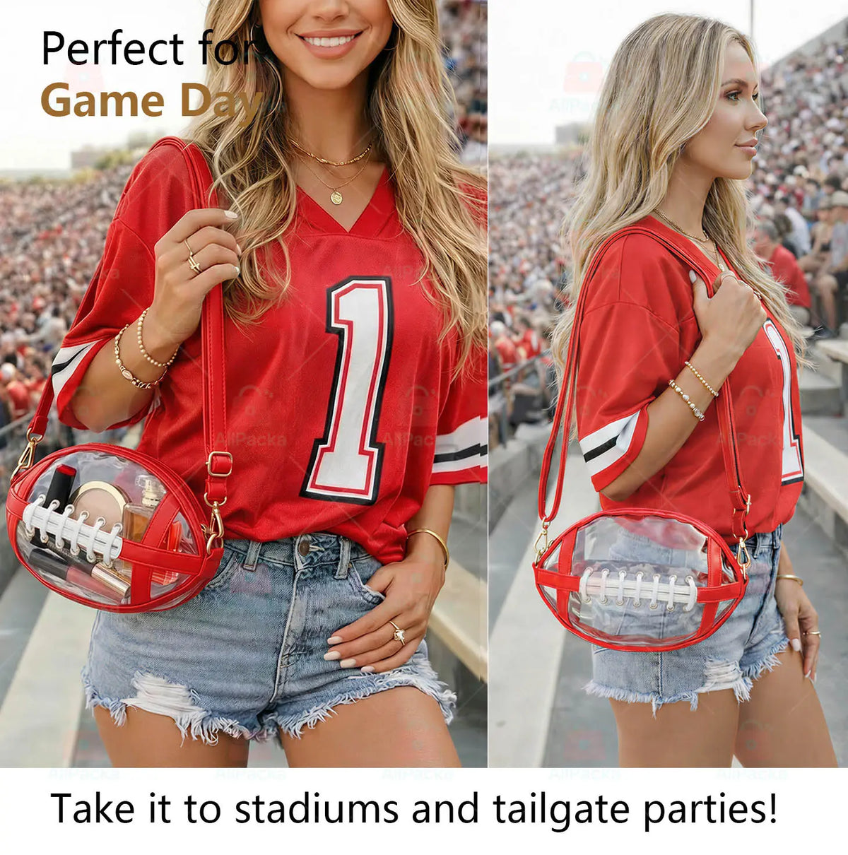 Clear Football Crossbody Bag – Stadium-Ready Transparent Game Day Purse