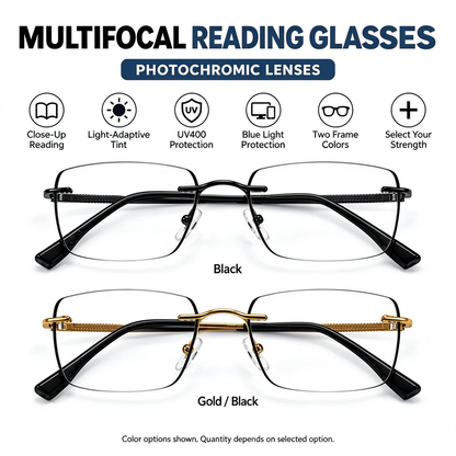 Unisex Progressive Multifocal Photochromic Reading Eyeglasses 🕶️