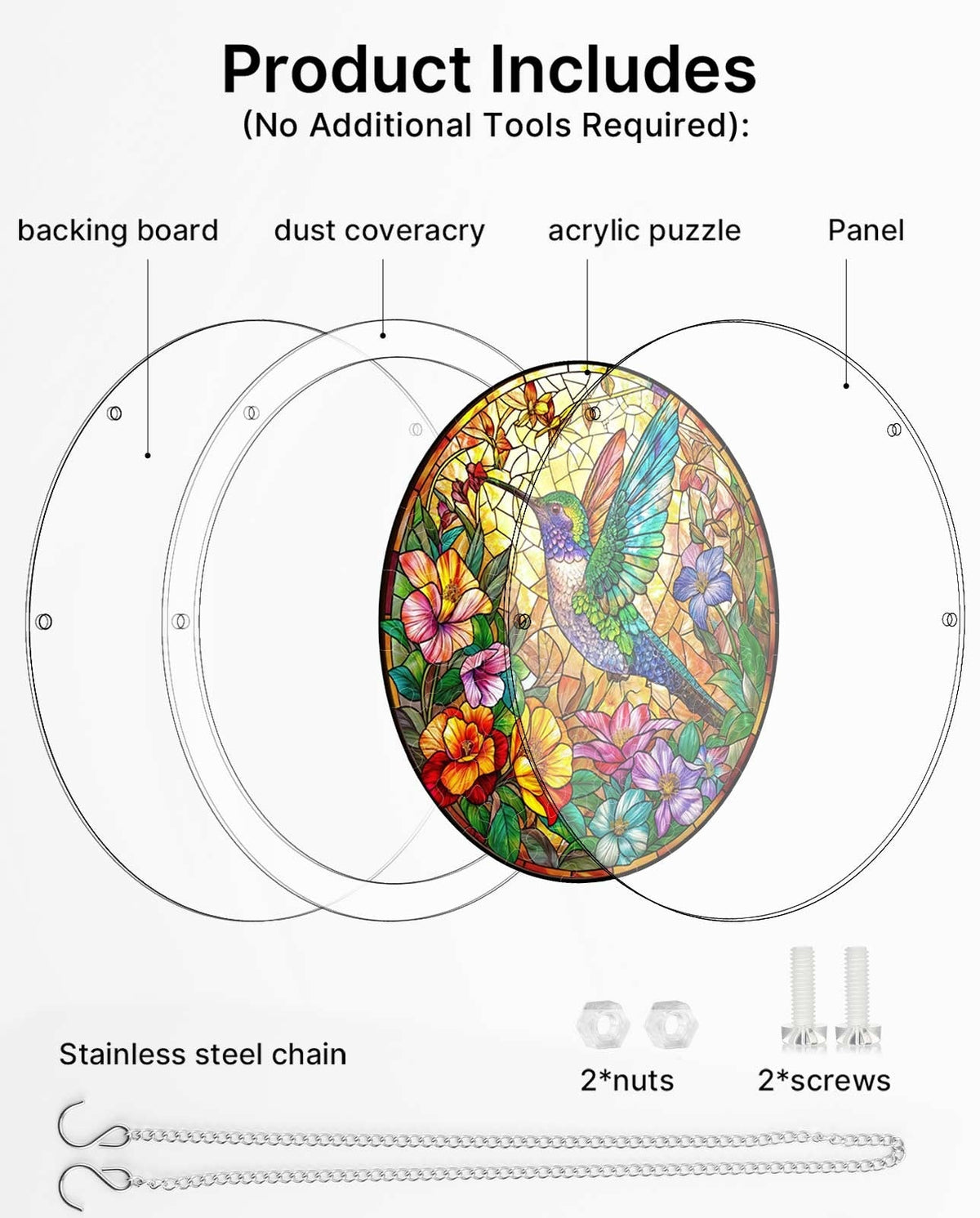 Vivifygrow — Acrylic Jigsaw Puzzle Suncatcher - Hummingbird Bloom — product image 9