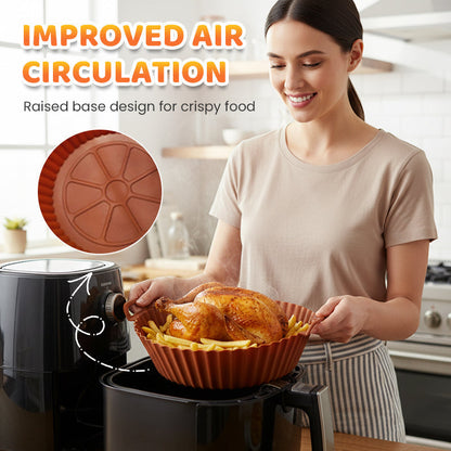 6-Piece Silicone Air Fryer Baking Tray Set – Non-Stick, Reusable & Easy to Clean